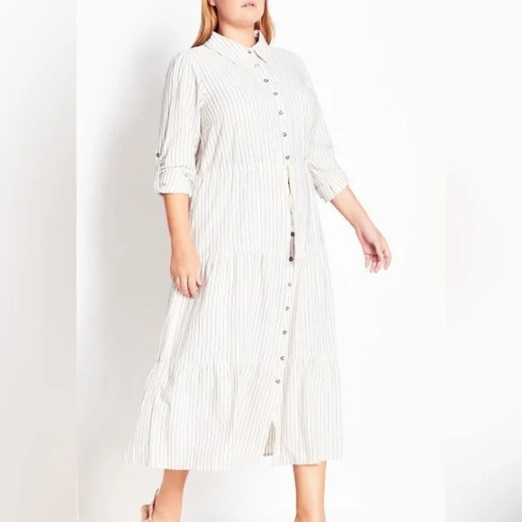 Refinity Crete Stripe Dress - stone - Picture 1 of 10
